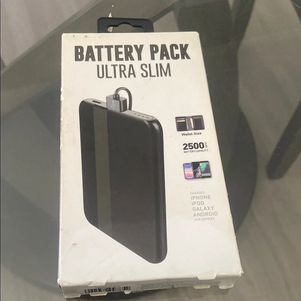 Ultra Slim 2500mAh Portable Battery Pack - Black
